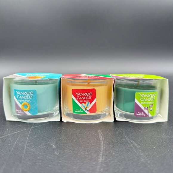 Yankee Candle 3-Pack Glass Mini Set: By The Pool, Sun Club & On The Green Scents - Picture 1 of 3